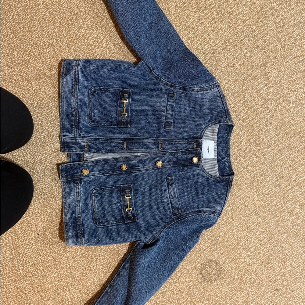 Blue Denim Jacket with Gold Accents